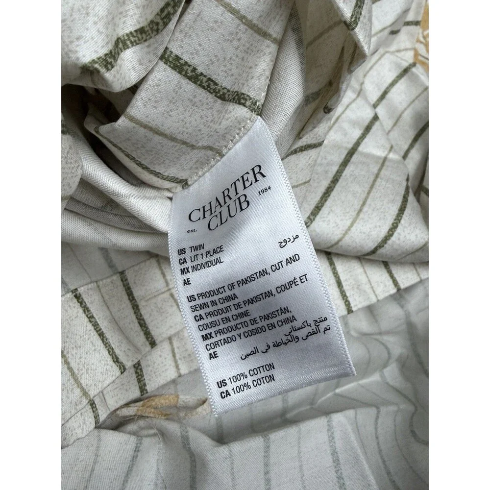 Charter Club Alder Leaves TWIN 2-Pc. Duvet Set